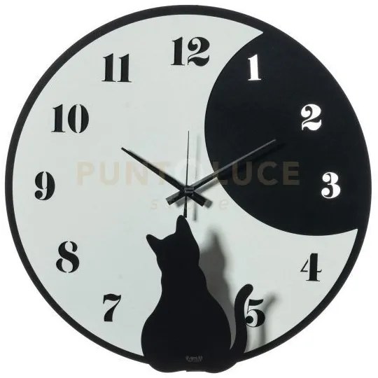 Orologio moon whiskers nero e bianco marmo