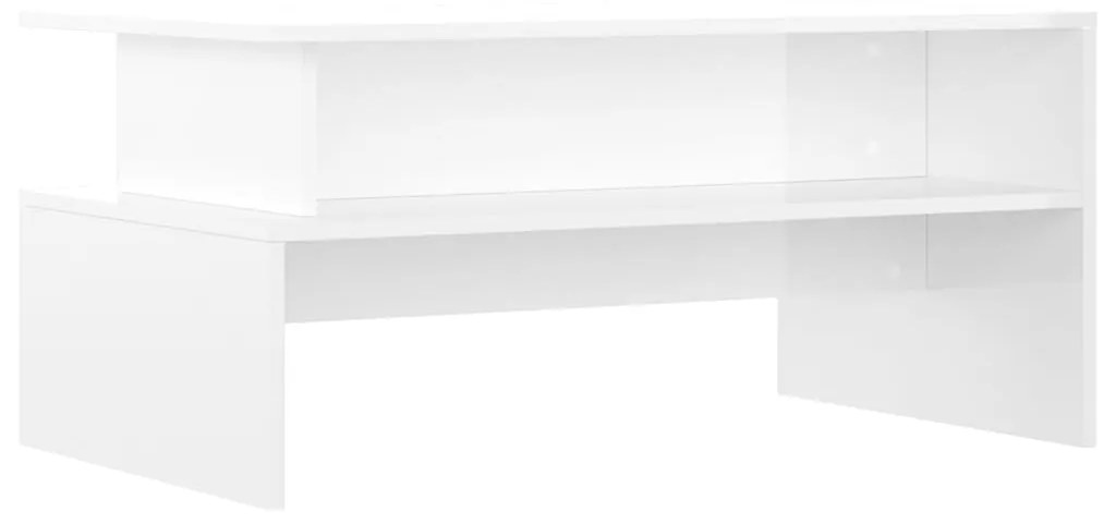 Tavolino salotto bianco lucido 90x55x42,5 cm legno multistrato