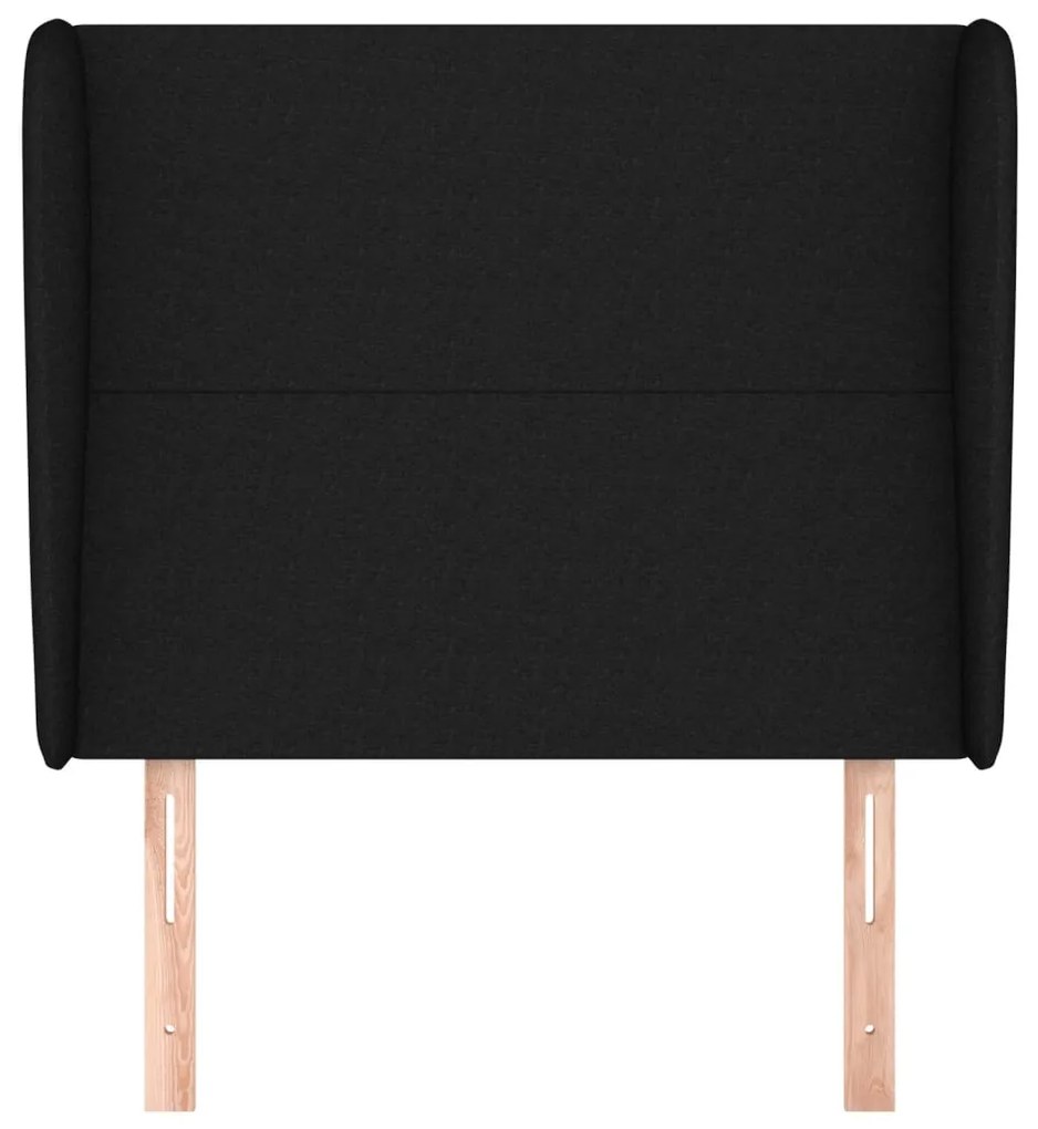 Testiera ad orecchio nera 93x23x118/128 cm in tessuto