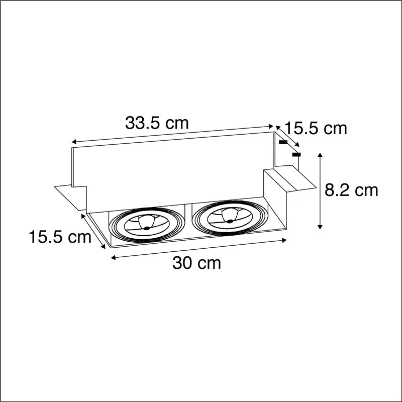 Faretto da incasso bianco orientabile e girevole G53 AR111 senza bordi 2-luci - Oneon