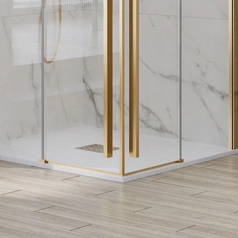 Kamalu - Box doccia 70x80 colore oro satinato doppio scorrevole vetro 8mm | KSA1000G