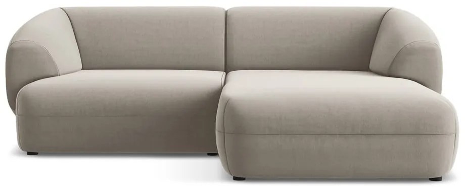 Divano angolare beige (con penisola a destra) con rivestimento in velluto Moana – Makamii