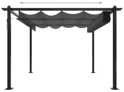 Pergola da Giardino con Tetto Retrattile 3x3 m Antracite