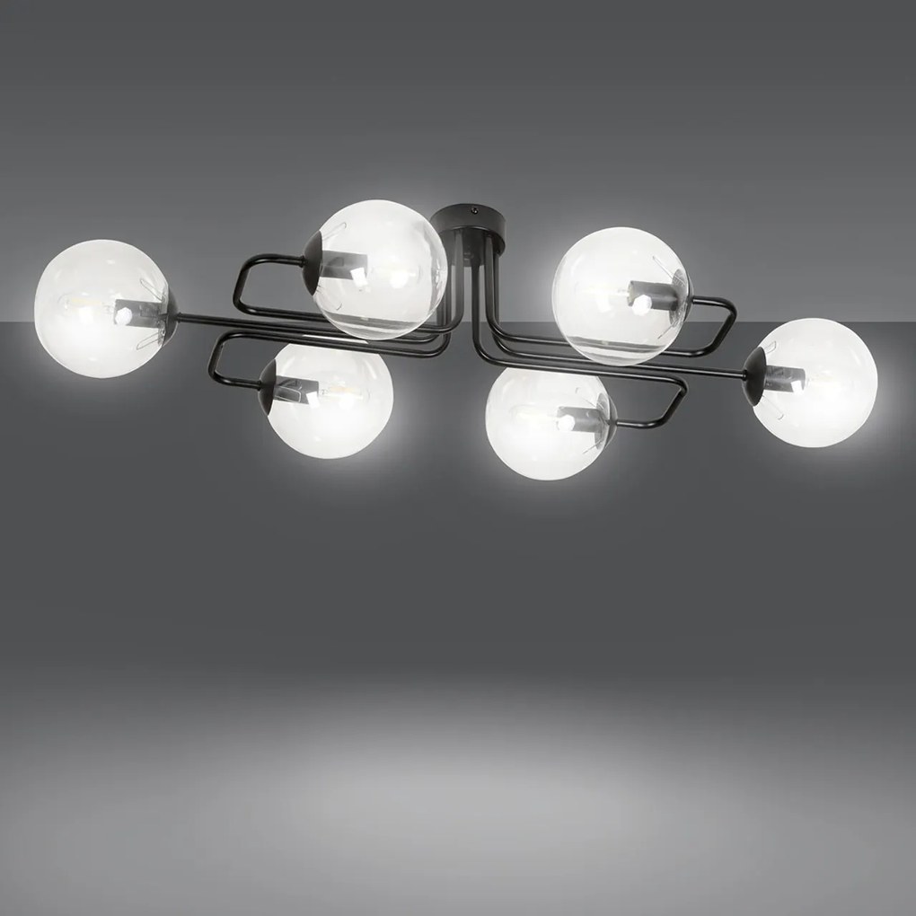 Lampadario da soffitto BRENDI 6 in acciaio e vetro 6xE14