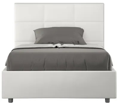 Letto matrimoniale francese con rete imbottito 140x190 similpelle bianco Mika