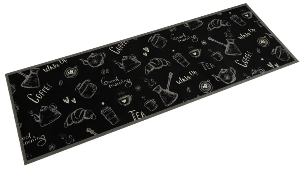 Tappeto Da Cucina Lavabile Nero Mattutino 60x180 Cm İn Velluto /