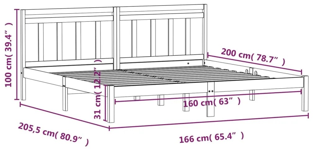 Giroletto in Legno Massello di Pino 160x200 cm