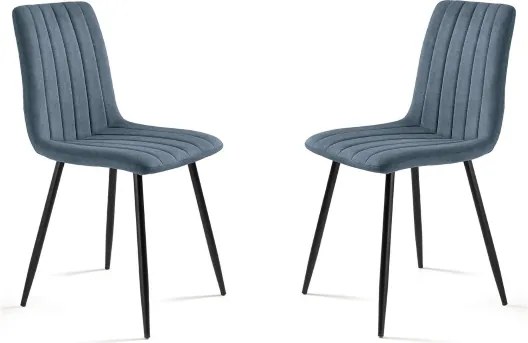 Sedia da pranzo in tessuto Blu gambe metallo nere - KOLE 2 sedie