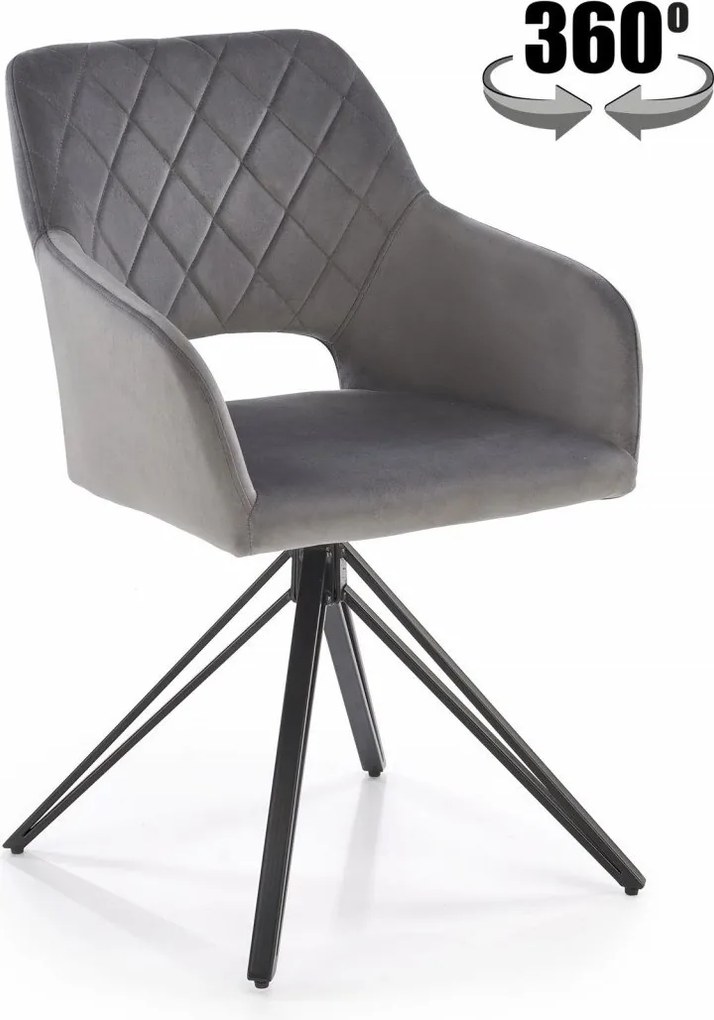 Sedia girevole K535 grigio velluto