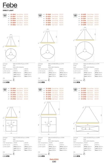 Redo 01-2817 - Applique a LED dimmerabile FEBE LED/24W/230V oro
