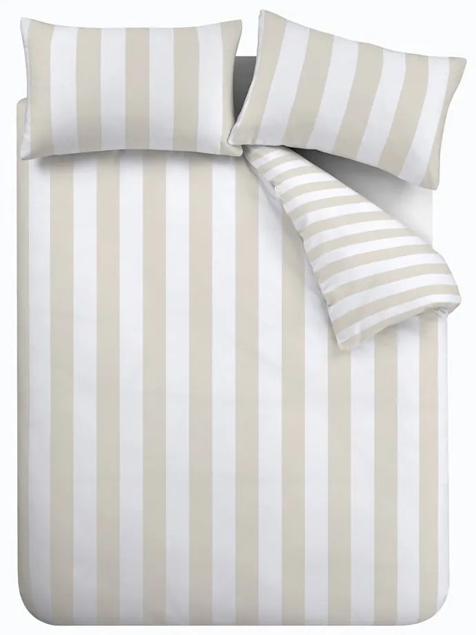 Biancheria da letto estesa bianca e beige per letto matrimoniale 230x220 cm Cove Stripe - Catherine Lansfield