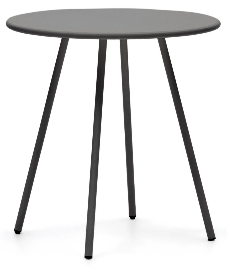 Kave Home - Tavolo rotondo da esterno Montjoi in acciaio finitura grigio Ø 70 cm