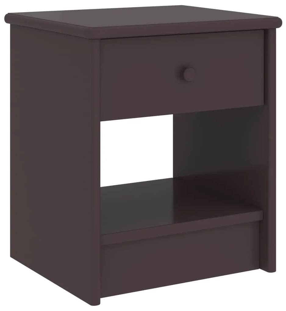 Comodino Marrone Scuro 35x30x40 Cm İn Legno Massello Di Pino /