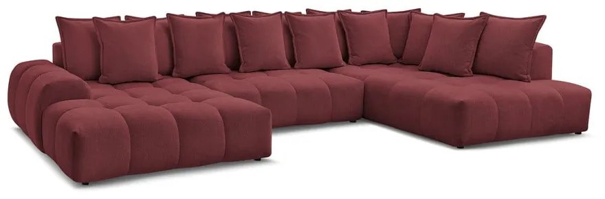 Divano angolare burgundy allungabile e con contenitore (penisola a destra/a U) con rivestimento in ciniglia Everest – Bobochic Paris