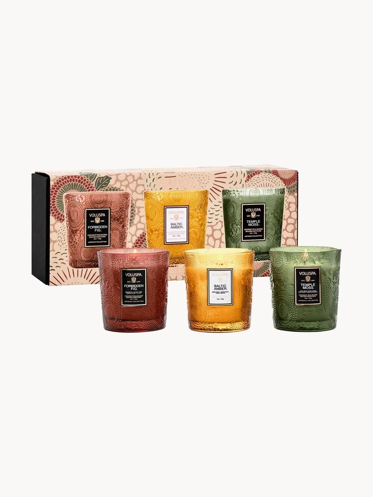 Set di 3 candele profumate fatte a mano Fragrant Foliage Demi