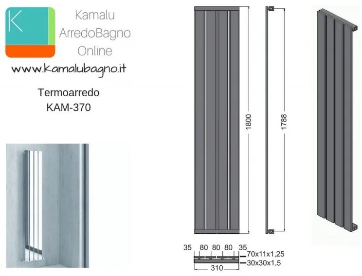 Kamalu - termoarredo scadasalviete 1800x310cm nero opaco kam-370n