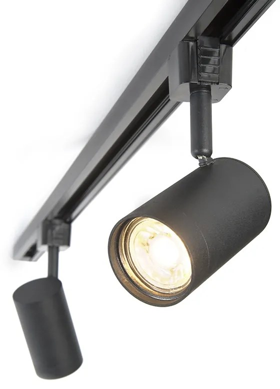 Sistema di illuminazione a binario moderno con 5 faretti nero 1 fase - Iconic Jeana