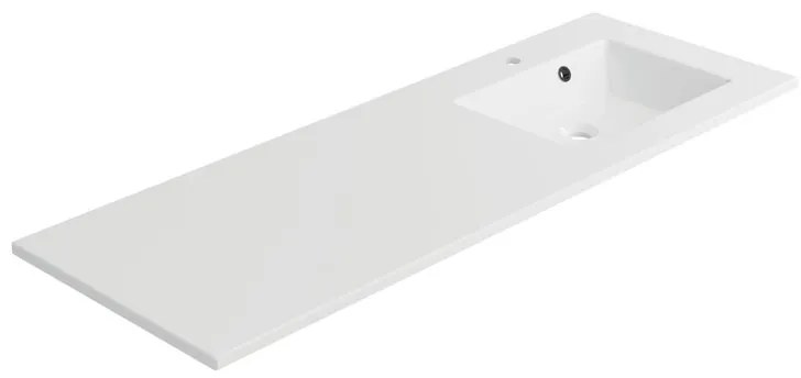 Lavabo integrale a incasso a destra rettangolare Neo L 136 x H 11.2 x P 48.5 cm in composito minerale di resina gelificata bianco