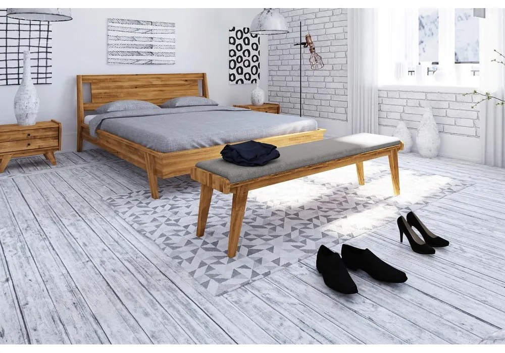 Panca in rovere con seduta grigio chiaro Retro - The Beds