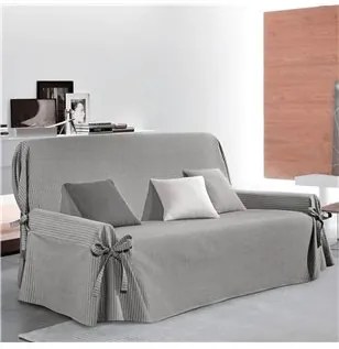 Copridivano Stripe con laccetti Grigio Copripoltrona 1 posto