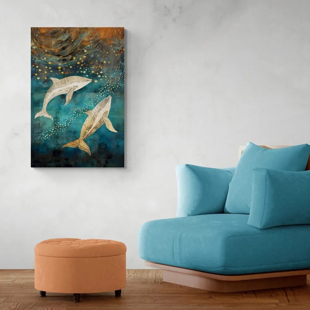 Quadro su tela – Balene nell'oceano magico