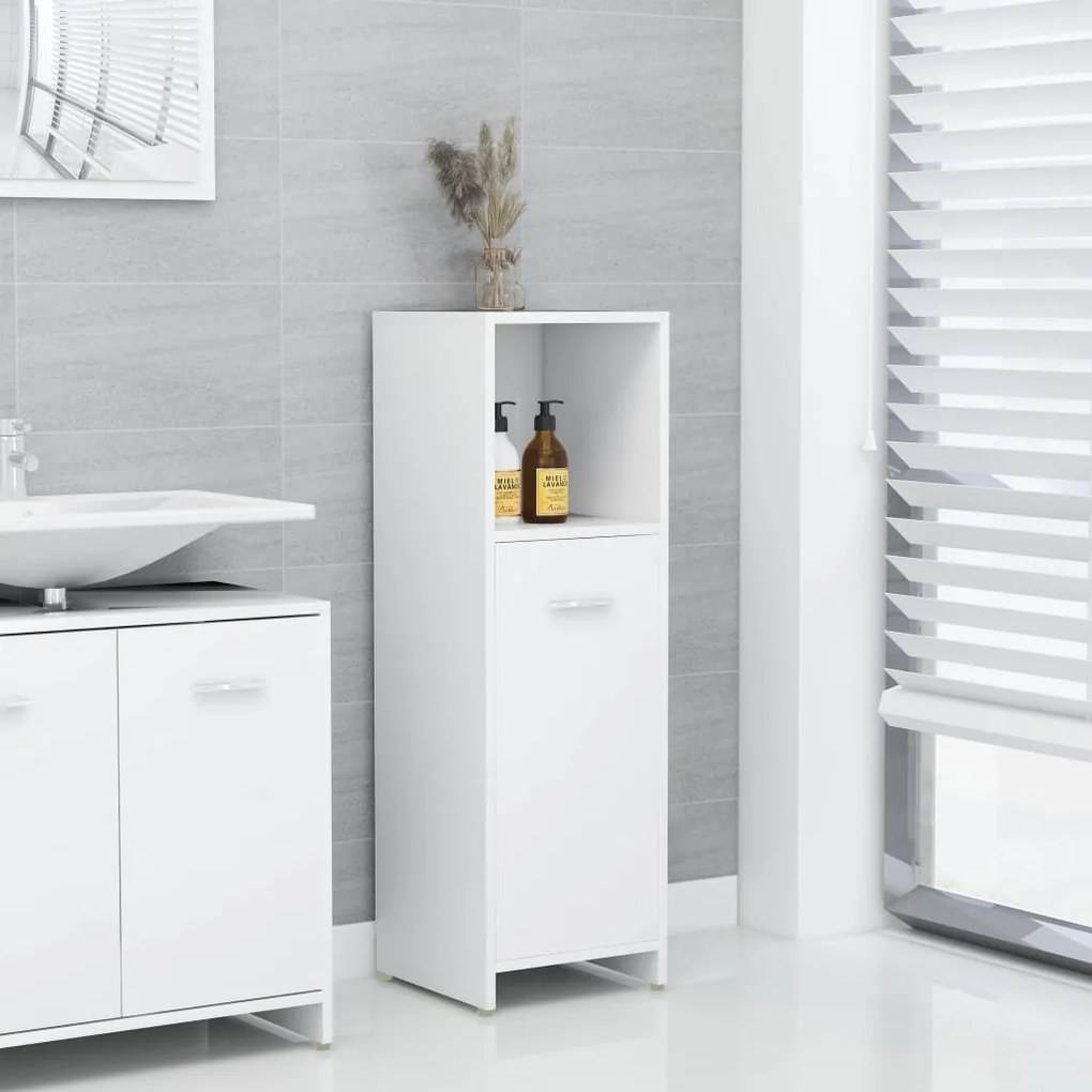 Armadio Da Bagno Bianco 30x30x95 Cm İn Legno Multistrato /