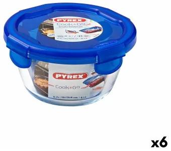 Porta pranzo Ermetico Pyrex Cook &amp; go 15,5 x 15,5 x 8,5 cm Azzurro 700 ml Vetro (6 Unità)