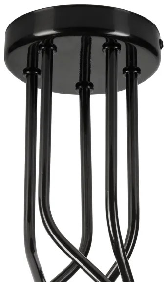 Lampadario a sospensione con supporto rigido PRIYA 5xE27/15W/230V nero