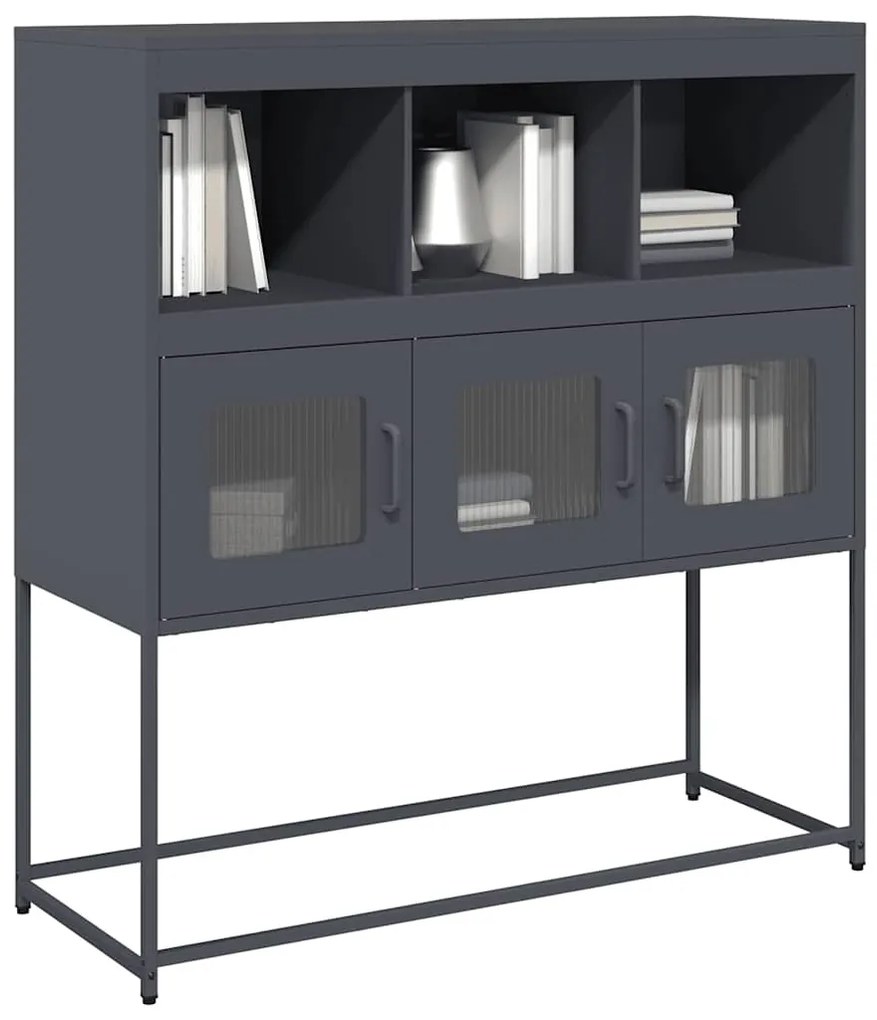 Credenza Antracite 100,5x39x107 Cm İn Acciaio Laminato A Freddo /