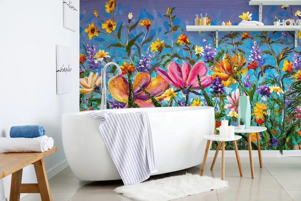 Carta da parati – Fiori colorati nel prato