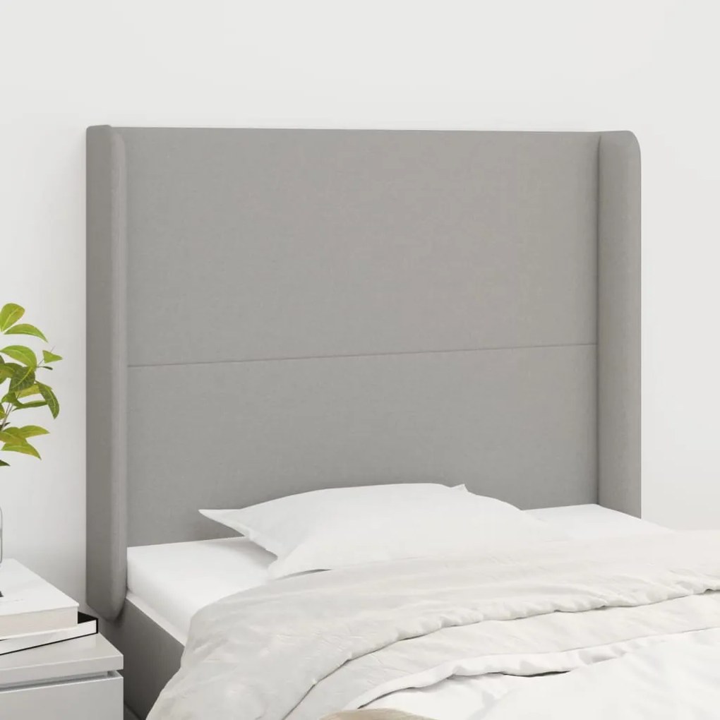 Testiera Ad Orecchio Grigio Chiaro 103x16x118/128 Cm İn Tessuto /
