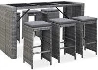 Set da Bar da Giardino 7 pz con Cuscini in Polyrattan Grigio cod mxl 37039