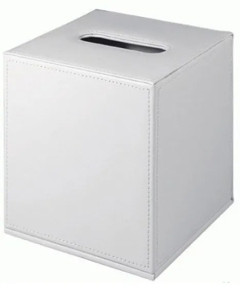 Colombo Design Black&White B9204 Porta Fazzoletti 14x15 Cm Da Appoggio In Ecopelle Bianco