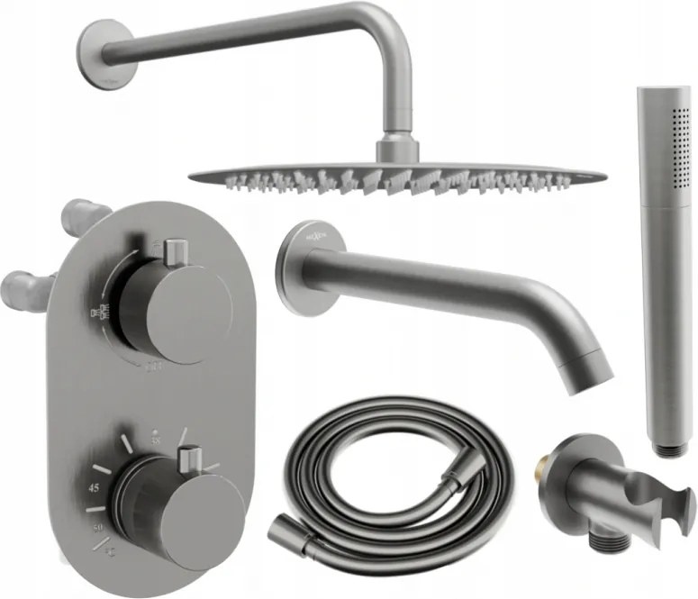 Mexen Kai DR70 set da incasso per vasca-doccia con soffione 30 cm, grafite - 77602DR70301-66