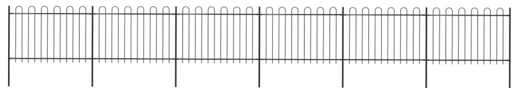 Recinzione Da Giardino Punta Tonda İn Acciaio 10,2x1,2m Nera /