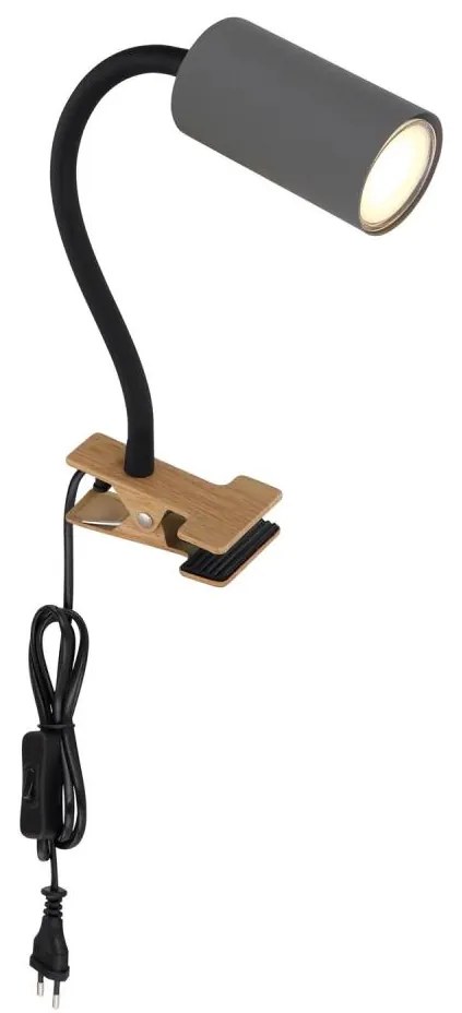 Globo 57911KG - Lampada flessibile con clip ROBBY 1xGU10/25W/230V grigio/marrone