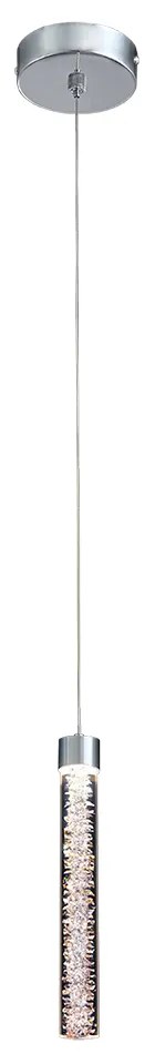 Lampadario A Sospensione Moderno Crackle 1 Luce Metallo Cromo Vetro Led 4,8W