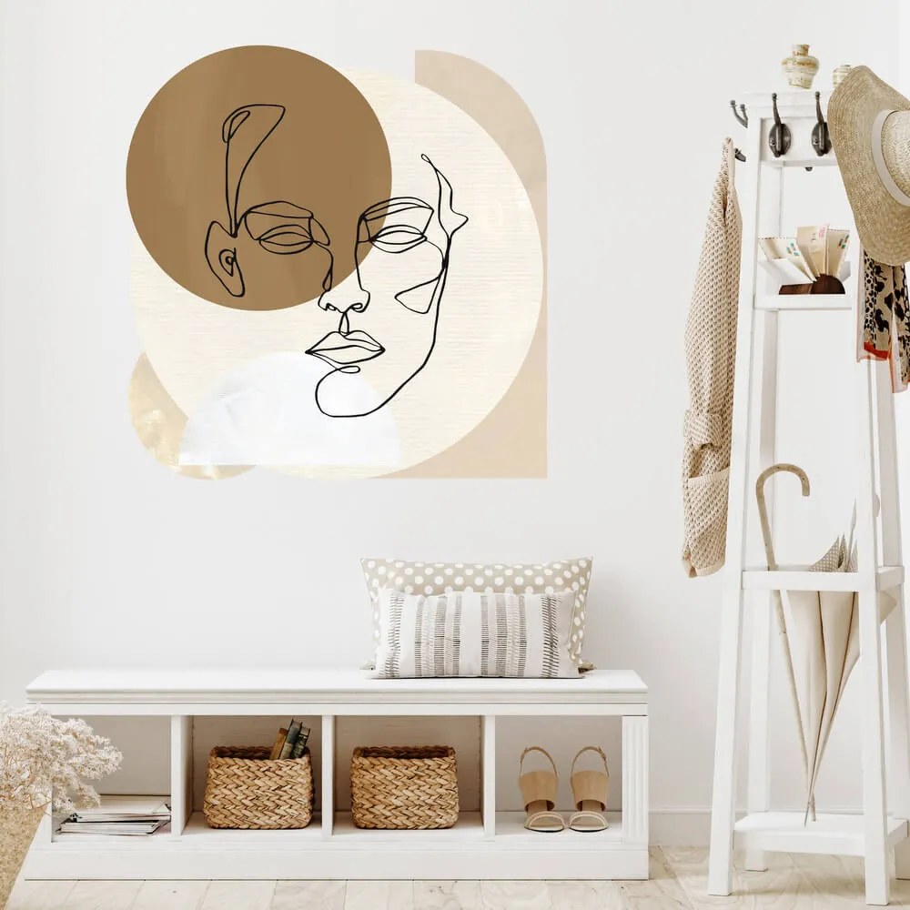 Adesivo murale - Volto in design crema | Inspio