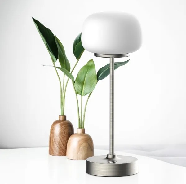 Lampada da tavolo LED dimmerabile con funzione Touch RIMINI LED/2W/5V USB 2000 mAh cromo/bianco