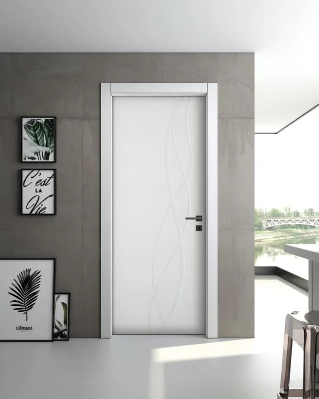 Porta interna rototraslante Wonder in legno laccato colore bianco, L 80 x H 210 cm, apertura a sinistra