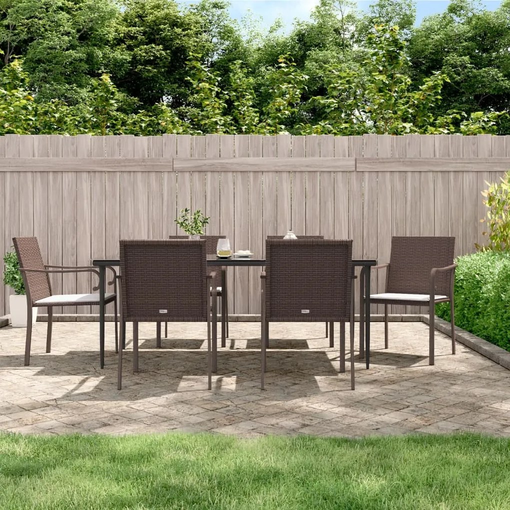 Sedie da giardino con cuscini 6pz marroni 56x59x84cm polyrattan