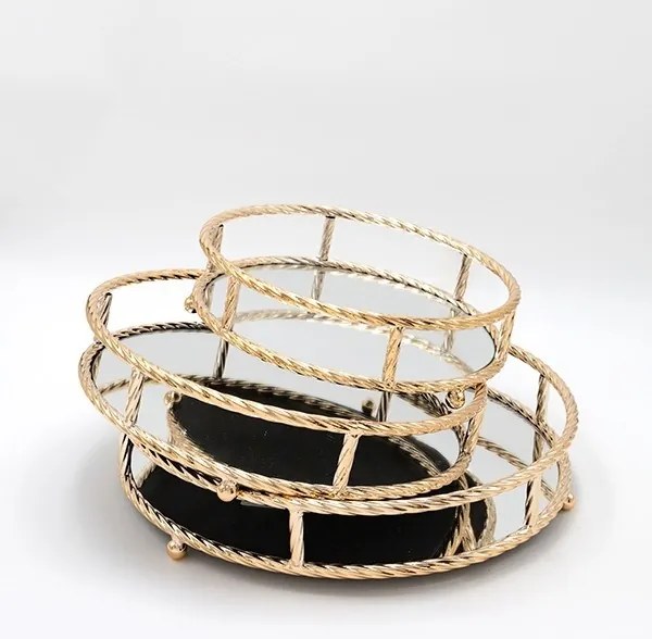 SET 3x Vassoio decorativo diametro 27/33/37 cm oro