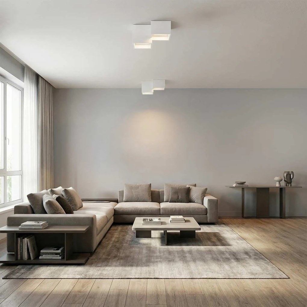Plafoniera Quadrata da Soffitto 2xGX53 in Gesso - Serie ESSENZA