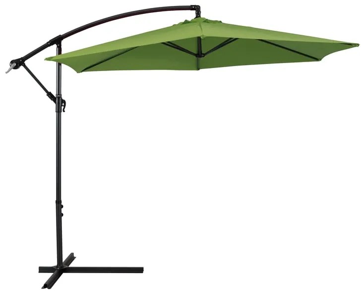 Ombrellone decentrato grigio Bigrey Ø 300 cm con telo verde