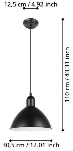 Eglo 43878 - Lampadario a sospensione con filo PRIDDY 1xE27/40W/230V