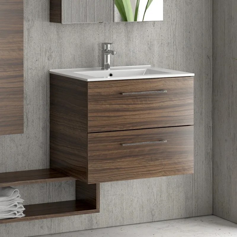 Composizione mobile lavabo 60, colonna specchio e pensile EL-60A - KAMALU