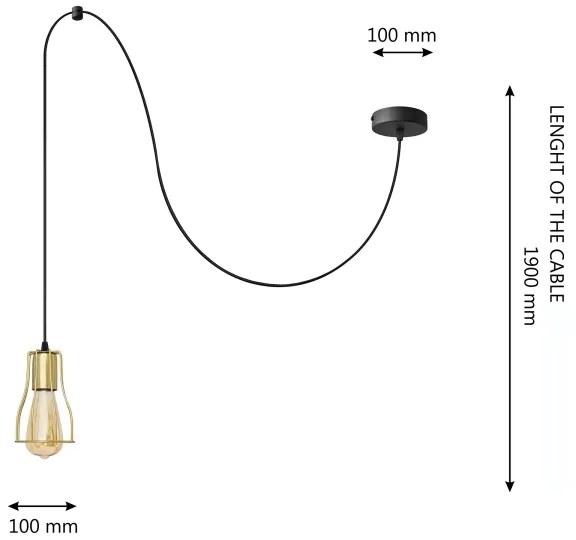 Lampadario a sospensione con filo TUBE 1xE27/15W/230V nero/oro