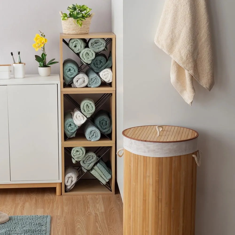 Cesto per la biancheria in bambù rotondo - Compactor