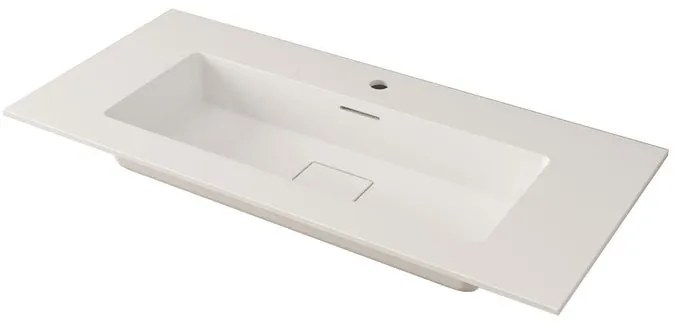 Lavabo integrale rettangolare vasca centrale DOMINO H 1 x P 46 cm in resina bianco opaco