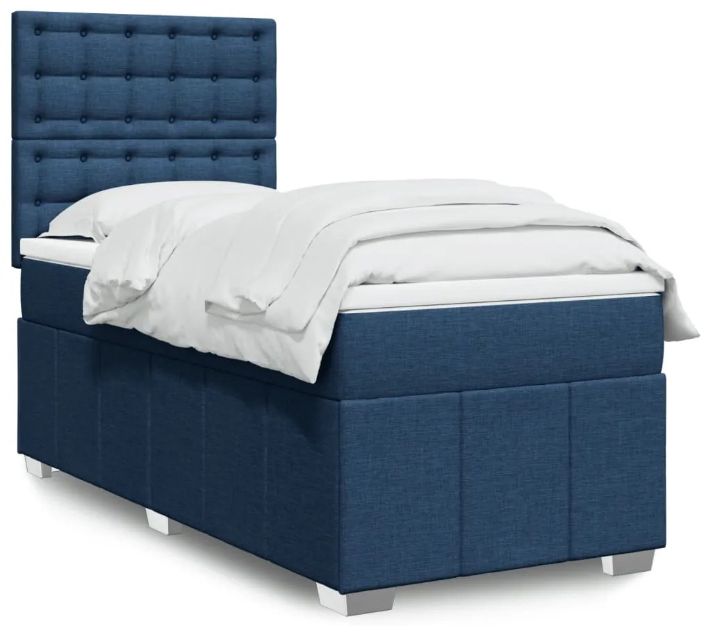 Giroletto A Molle Con Materasso Blu 90x190 Cm İn Tessuto /